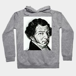 Gioachino Rossini Black and White Portrait | Gioachino Rossini Artwork 3 Hoodie